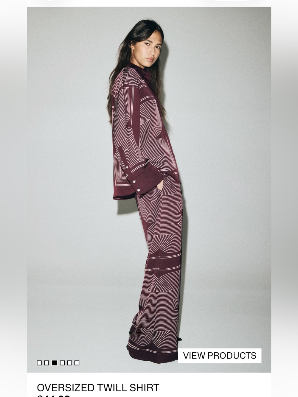 H&M Burgundy Graphic Wide-Leg Pants and Top is small and pants are medium